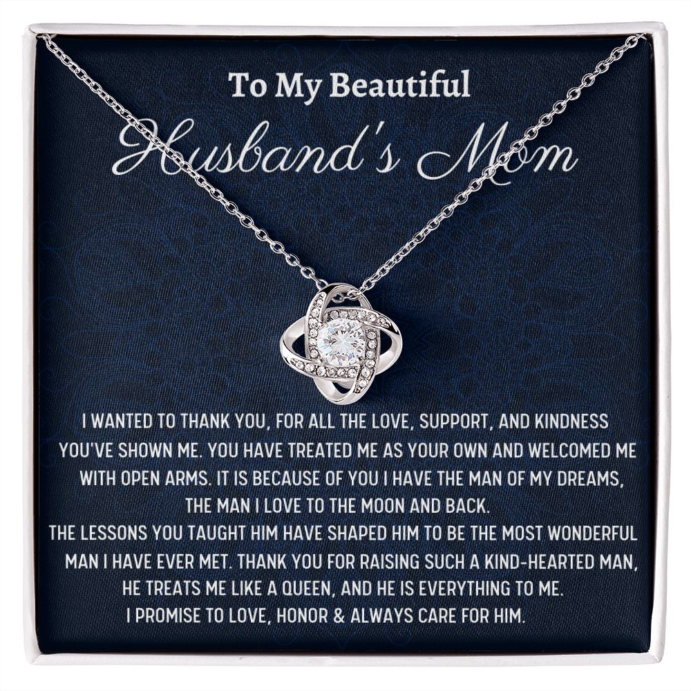To My Beautiful Husband's Mom, Love Knot Necklace , Mothers Day Gift, Birthday Gift For Her, From Daughter In Love. - Family Gear Collections