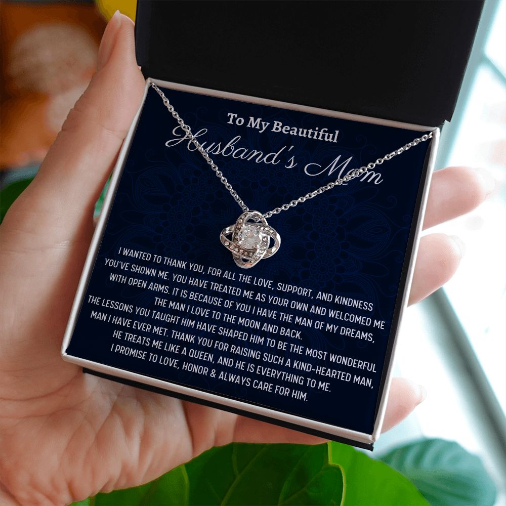 To My Beautiful Husband's Mom, Love Knot Necklace , Mothers Day Gift, Birthday Gift For Her, From Daughter In Love. - Family Gear Collections
