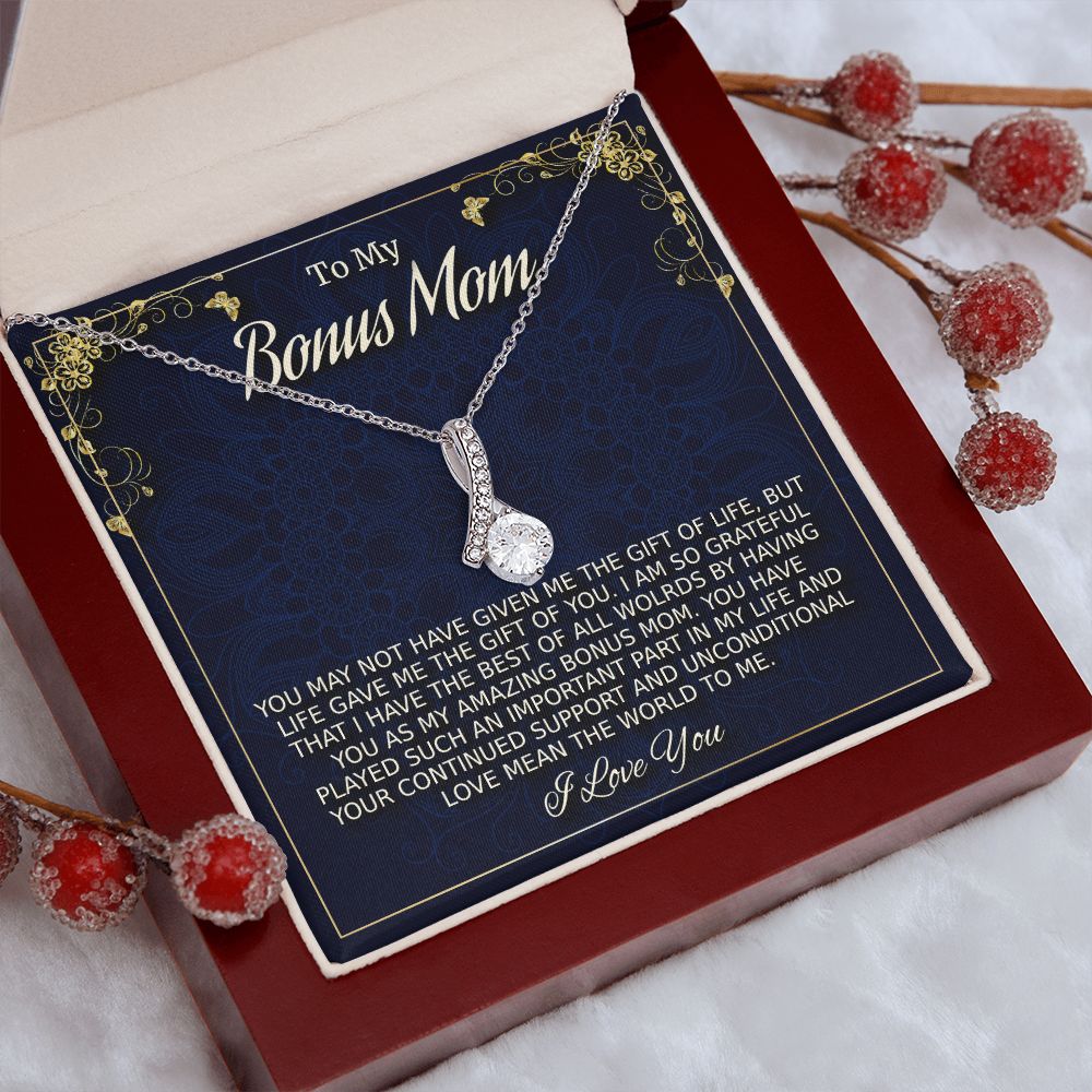 To My Bonus Mom, Alluring Beauty Necklace, Mother's Day Gift, from Daughter In Law, Christmas Gift, Husband's Mom Gift, Mother-In Law Gift - Family Gear Collections