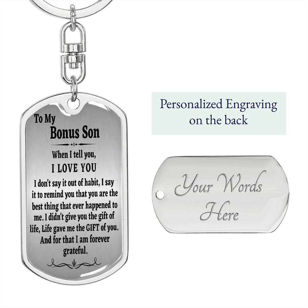To My Bonus Son Keychain, Stepson Gift, Bonus Son Birthday Gift, Gift for Bonus Son From Stepdad, Christmas Gift - Family Gear Collections