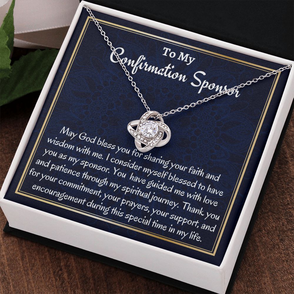 To My Confirmation Sponsor Gift For Women, Love Knot Necklace, Religious Appreciation Gift, To My Confirmation Sponsor, Thank You Gift. - Family Gear Collections