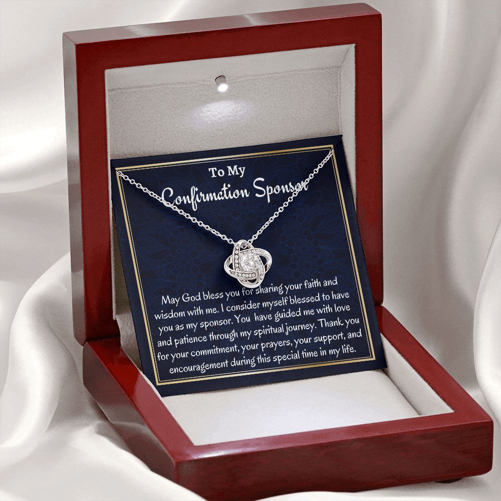 To My Confirmation Sponsor Gift For Women, Love Knot Necklace, Religious Appreciation Gift, To My Confirmation Sponsor, Thank You Gift. - Family Gear Collections