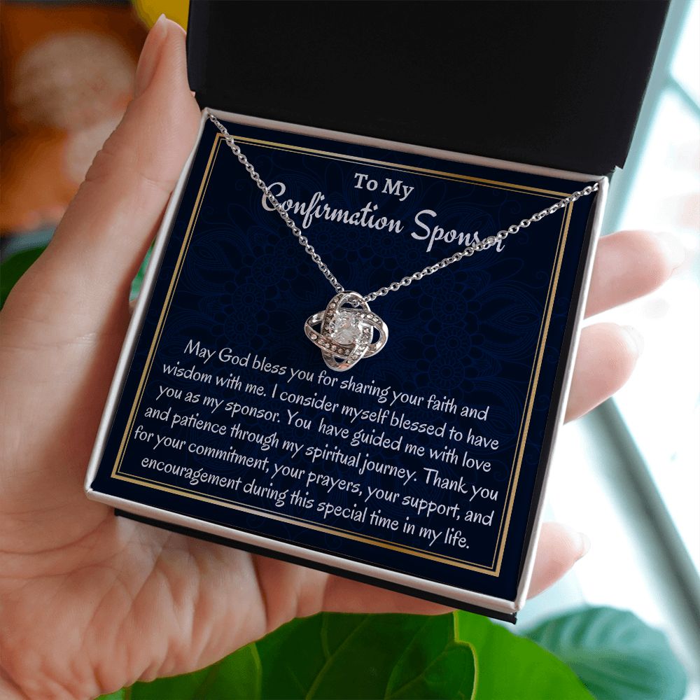 To My Confirmation Sponsor Gift For Women, Love Knot Necklace, Religious Appreciation Gift, To My Confirmation Sponsor, Thank You Gift. - Family Gear Collections