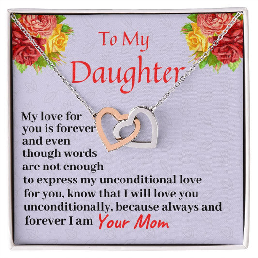 To My Daughter, Interlocking Hearts Necklace, Birthday Gift For Her, Christmas Gift, From Loving Mom. - Family Gear Collections