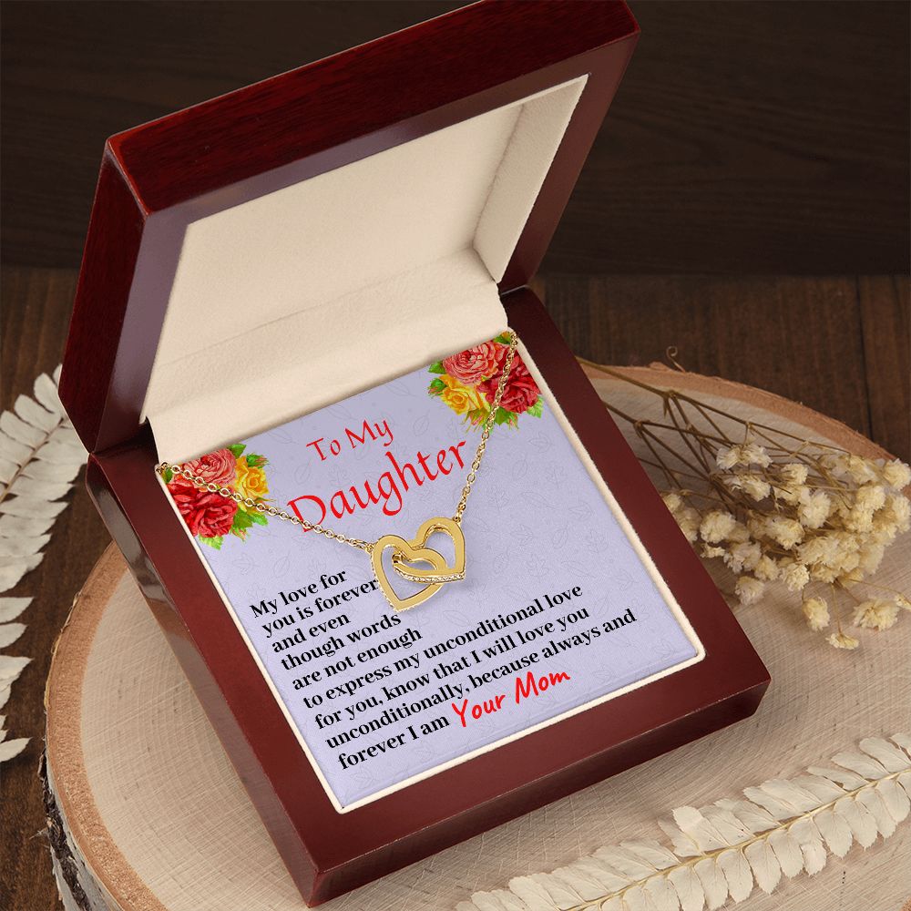 To My Daughter, Interlocking Hearts Necklace, Birthday Gift For Her, Christmas Gift, From Loving Mom. - Family Gear Collections