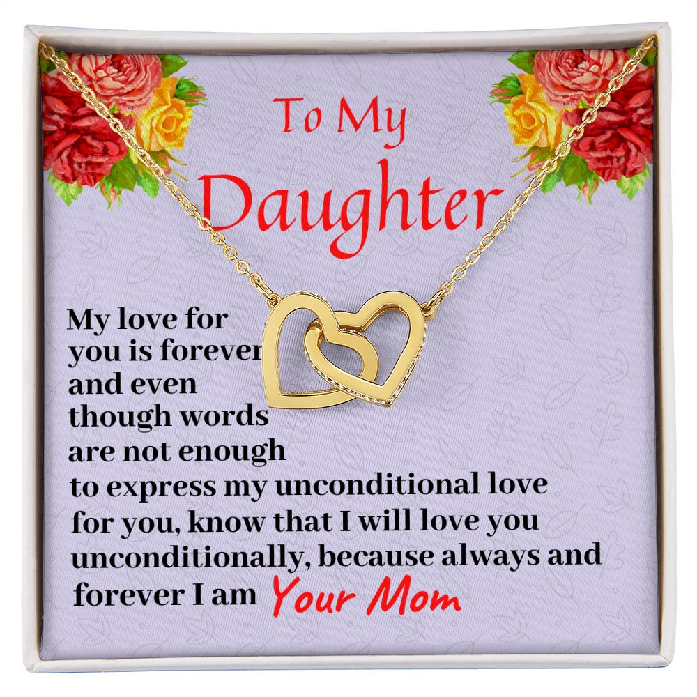 To My Daughter, Interlocking Hearts Necklace, Birthday Gift For Her, Christmas Gift, From Loving Mom. - Family Gear Collections
