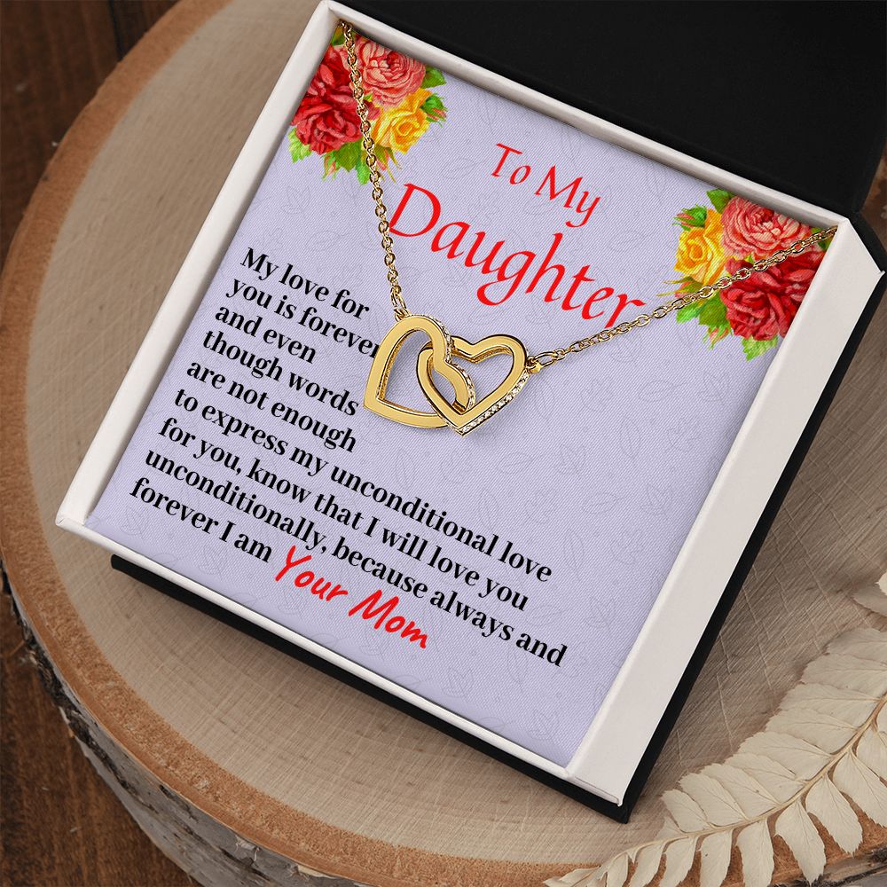 To My Daughter, Interlocking Hearts Necklace, Birthday Gift For Her, Christmas Gift, From Loving Mom. - Family Gear Collections