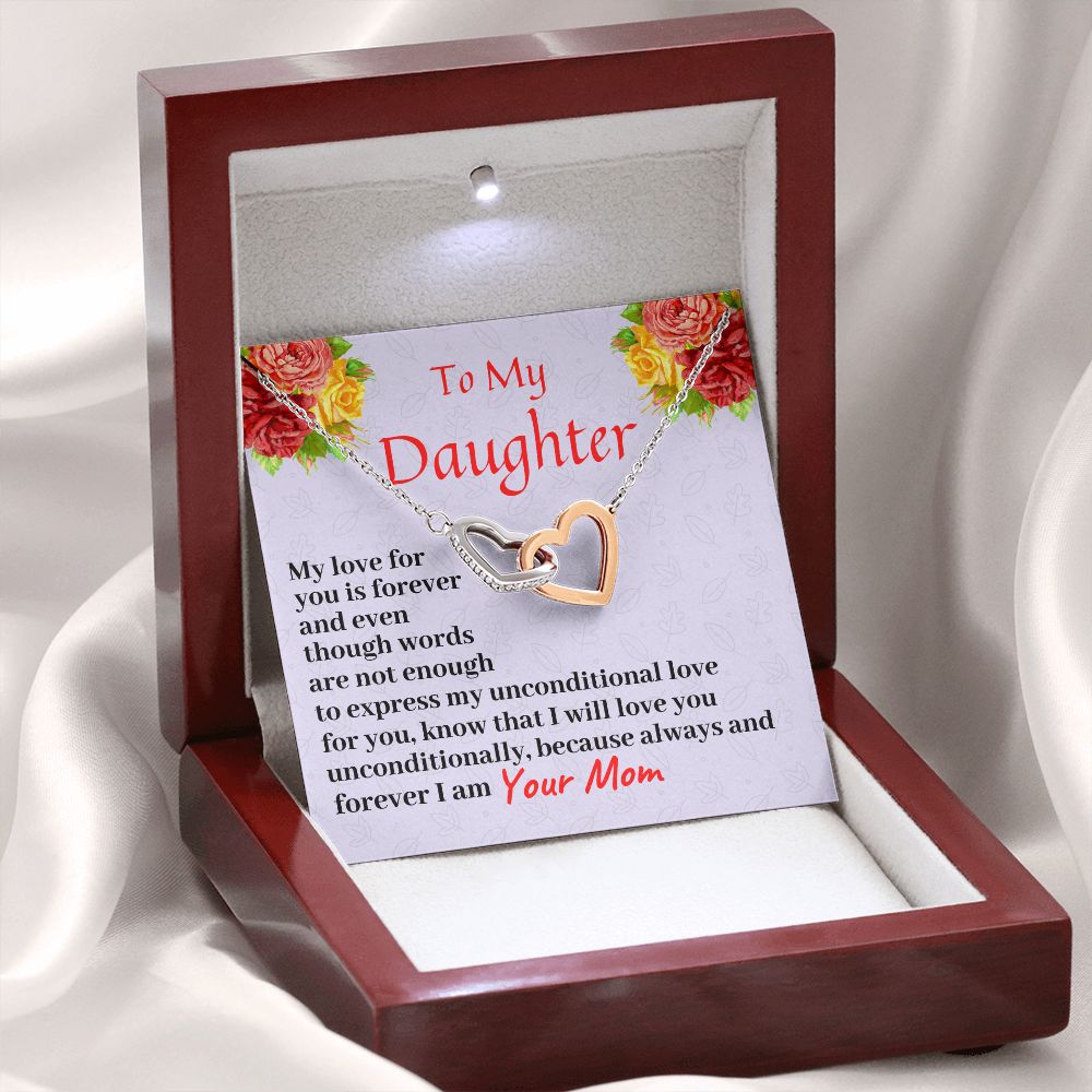 To My Daughter, Interlocking Hearts Necklace, Birthday Gift For Her, Christmas Gift, From Loving Mom. - Family Gear Collections