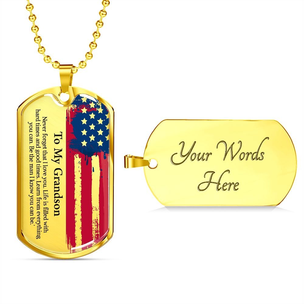 To My Grandson Dogtag Gift Necklace, Birthday Gift For Grandson, Christmas Gift From Grandmother, Gift From Grandpa To Grandson - Family Gear Collections