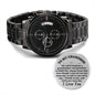 To My Grandson Engraved Design Black Chronograph Watch, Birthday Gift, Christmas Gift For Him. - Family Gear Collections