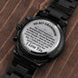 To My Grandson Engraved Design Black Chronograph Watch, Birthday Gift, Christmas Gift For Him. - Family Gear Collections
