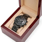 To My Grandson Engraved Design Black Chronograph Watch, Birthday Gift, Christmas Gift For Him. - Family Gear Collections