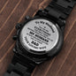 To My Husband, Engraved Design Black Chronograph Watch, Christmas Gift, Birthday Gift, From Loving Wife. - Family Gear Collections