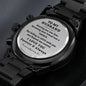 To My Loving Husband Engraved Design Black Chronograph Watch. Wedding Anniversary Gift, Christmas Gift, I Love You - Family Gear Collections