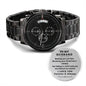 To My Loving Husband Engraved Design Black Chronograph Watch. Wedding Anniversary Gift, Christmas Gift, I Love You - Family Gear Collections