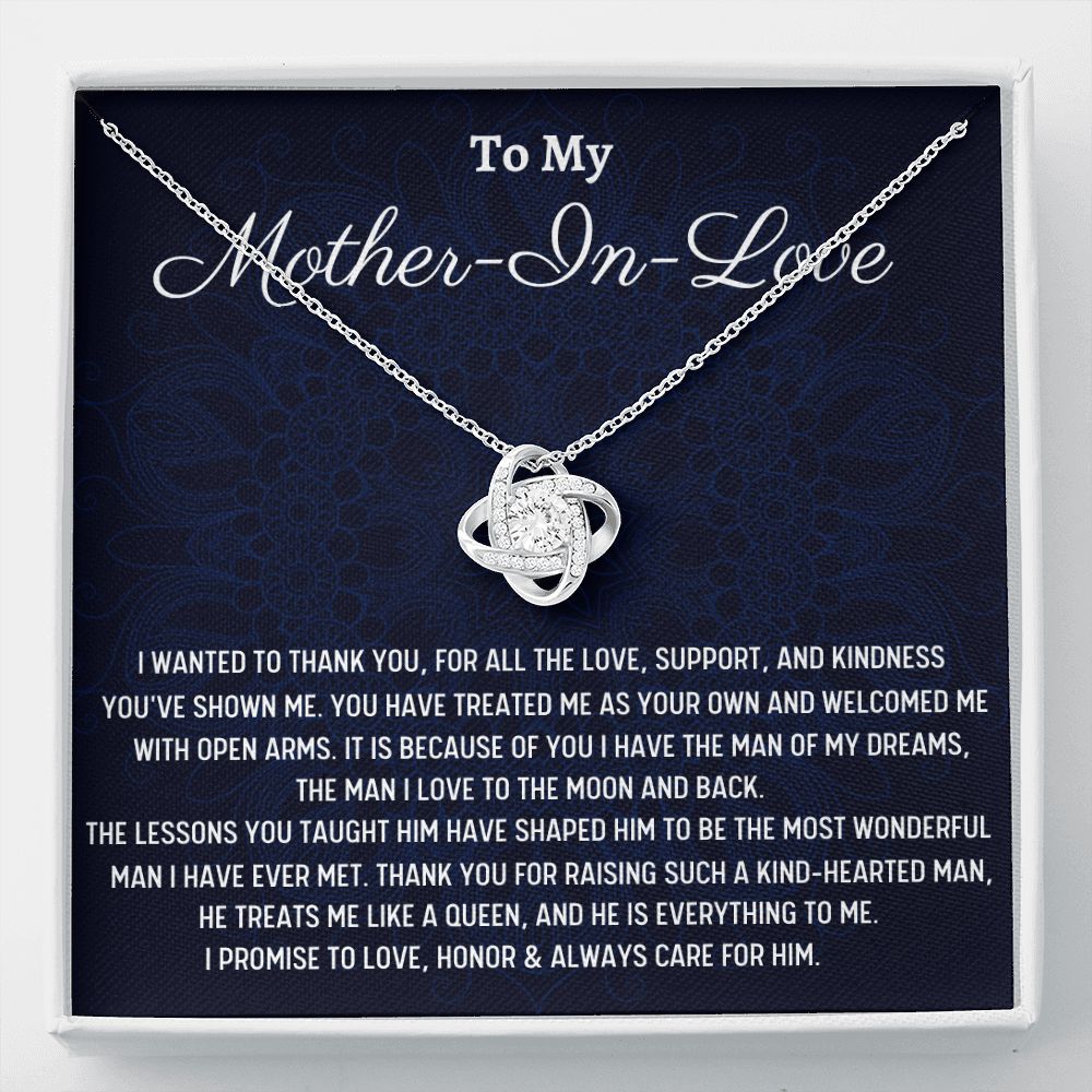 To My Mother In Love, Love Knot Necklace, Mother's Day Gift, Husband's Mom jewelry, I Love You. - Family Gear Collections