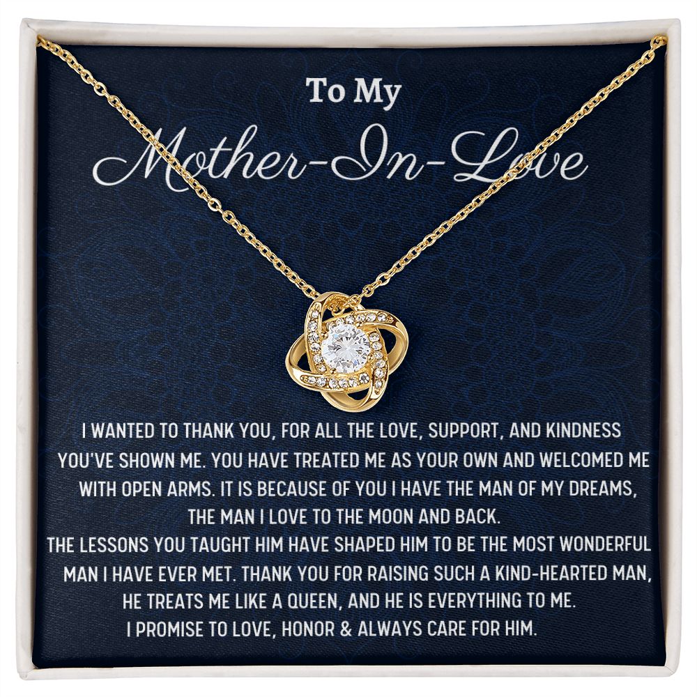 To My Mother In Love, Love Knot Necklace, Mother's Day Gift, Husband's Mom jewelry, I Love You. - Family Gear Collections