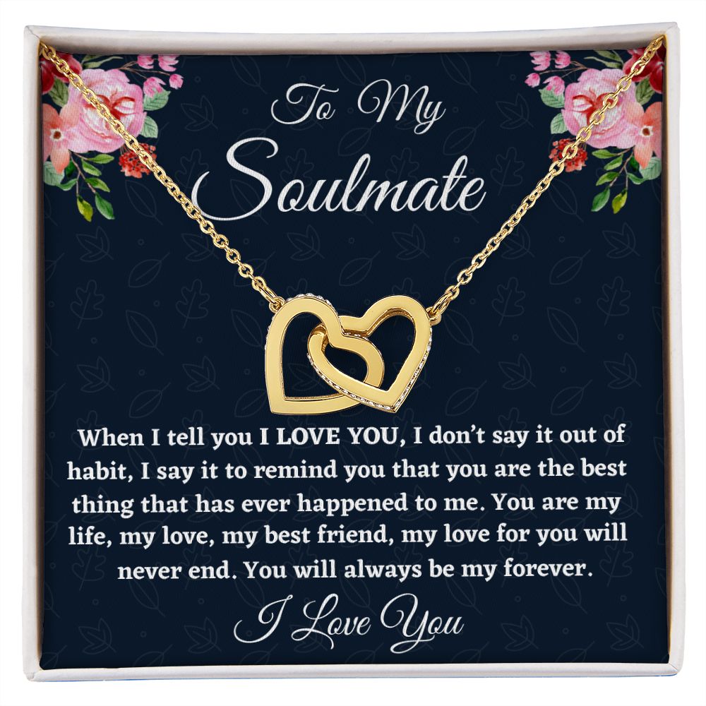 To My Soulmate, Interlocking Hearts Necklace, Christmas Gift, Birthday Gift For Her, l Love You. - Family Gear Collections