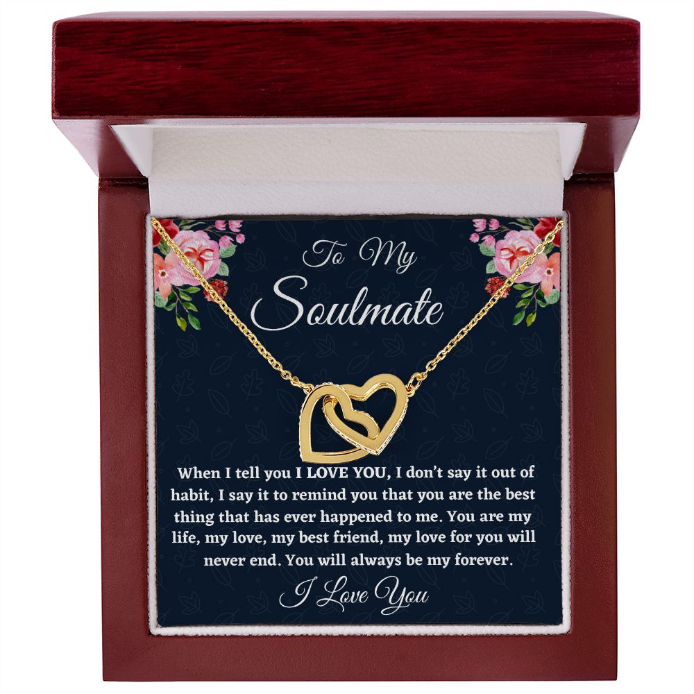 To My Soulmate, Interlocking Hearts Necklace, Christmas Gift, Birthday Gift For Her, l Love You. - Family Gear Collections