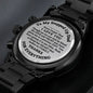 To My Stepped Up Dad, Engraved Design Black Chronograph Watch, Christmas Gift, Birthday Gift For Him. - Family Gear Collections