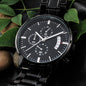 To My Stepped Up Dad, Engraved Design Black Chronograph Watch, Christmas Gift, Birthday Gift For Him. - Family Gear Collections