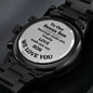 To Our Bonus Son Engraved Design Black Chronograph Watch, Wedding Anniversary Gift, Birthday Gift - Family Gear Collections