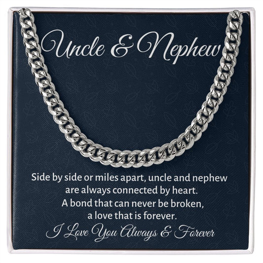 Uncle And Nephew Gift, Cuban Link Chain, Men's Chain Necklace, Birthday Present or Christmas Gift For Him, Graduation Gift for Nephew - Family Gear Collections