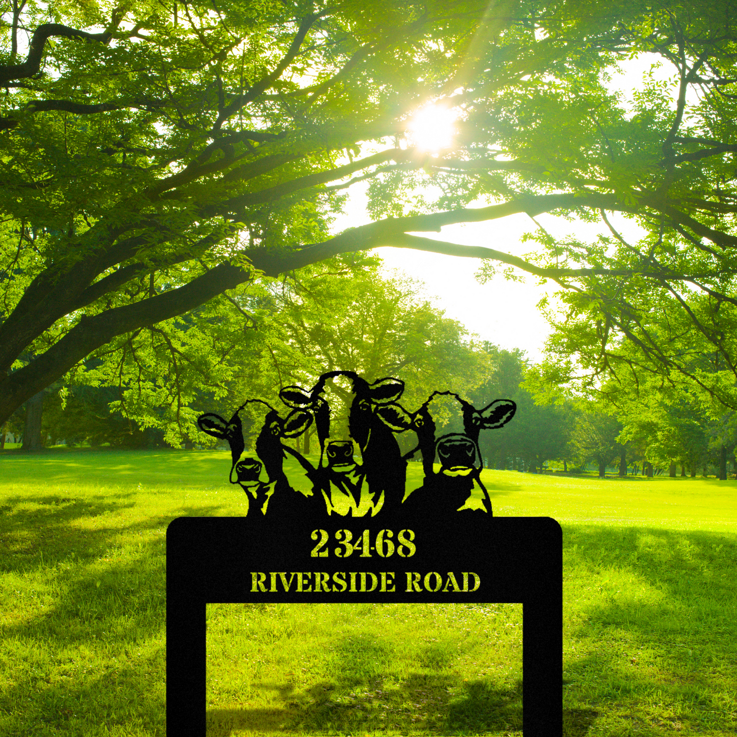 Ranch Address Metal Stake, Cattle Ranch Address Sign, Cow Lover Gift, Home Address Sign, Farm Address Metal Sign, Barn Metal Sign, Farmer Gift, New Home Gift