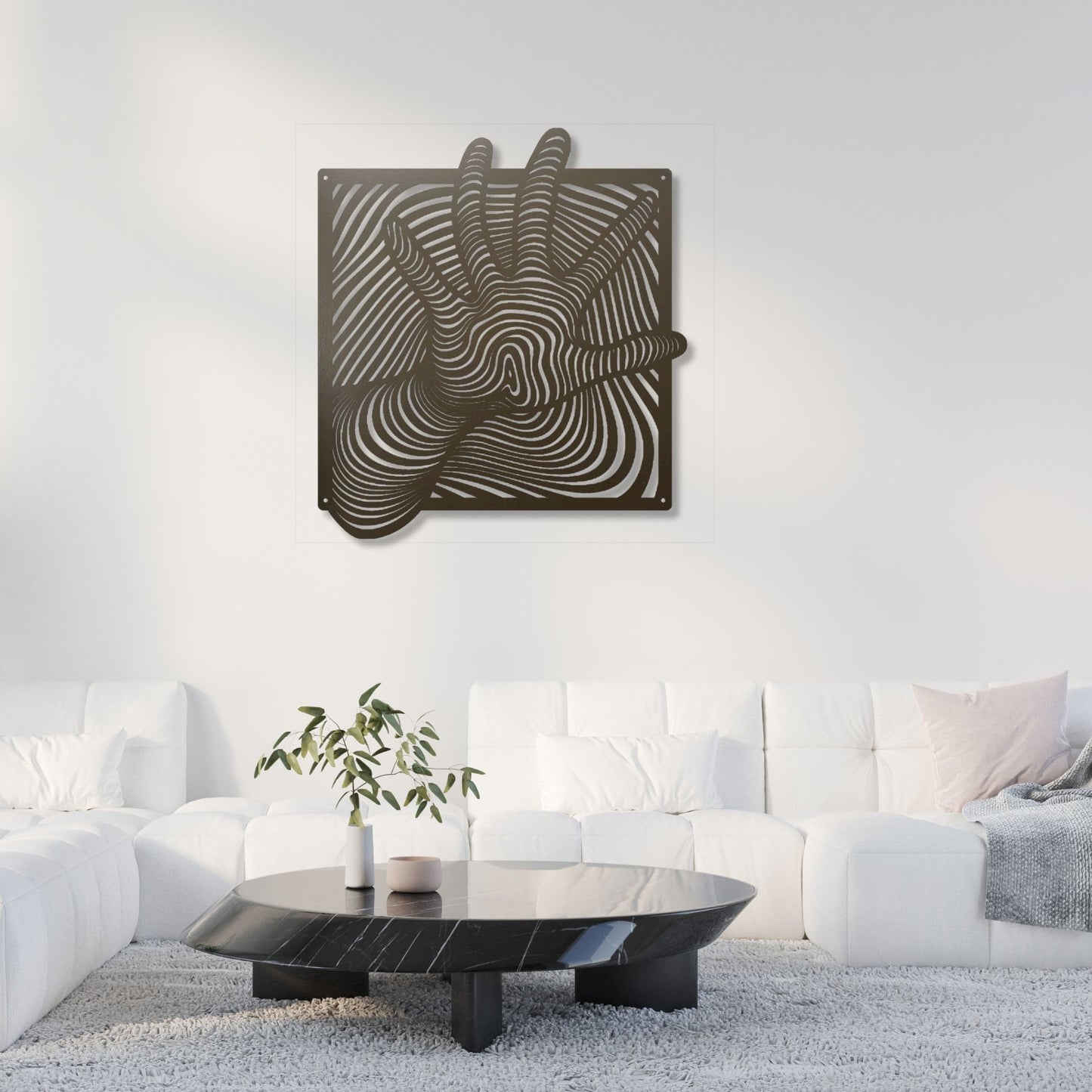 Hand illusion metal wall art, 3D optical illusion decor, modern metal wall hanging, unique home decor, contemporary wall sculpture