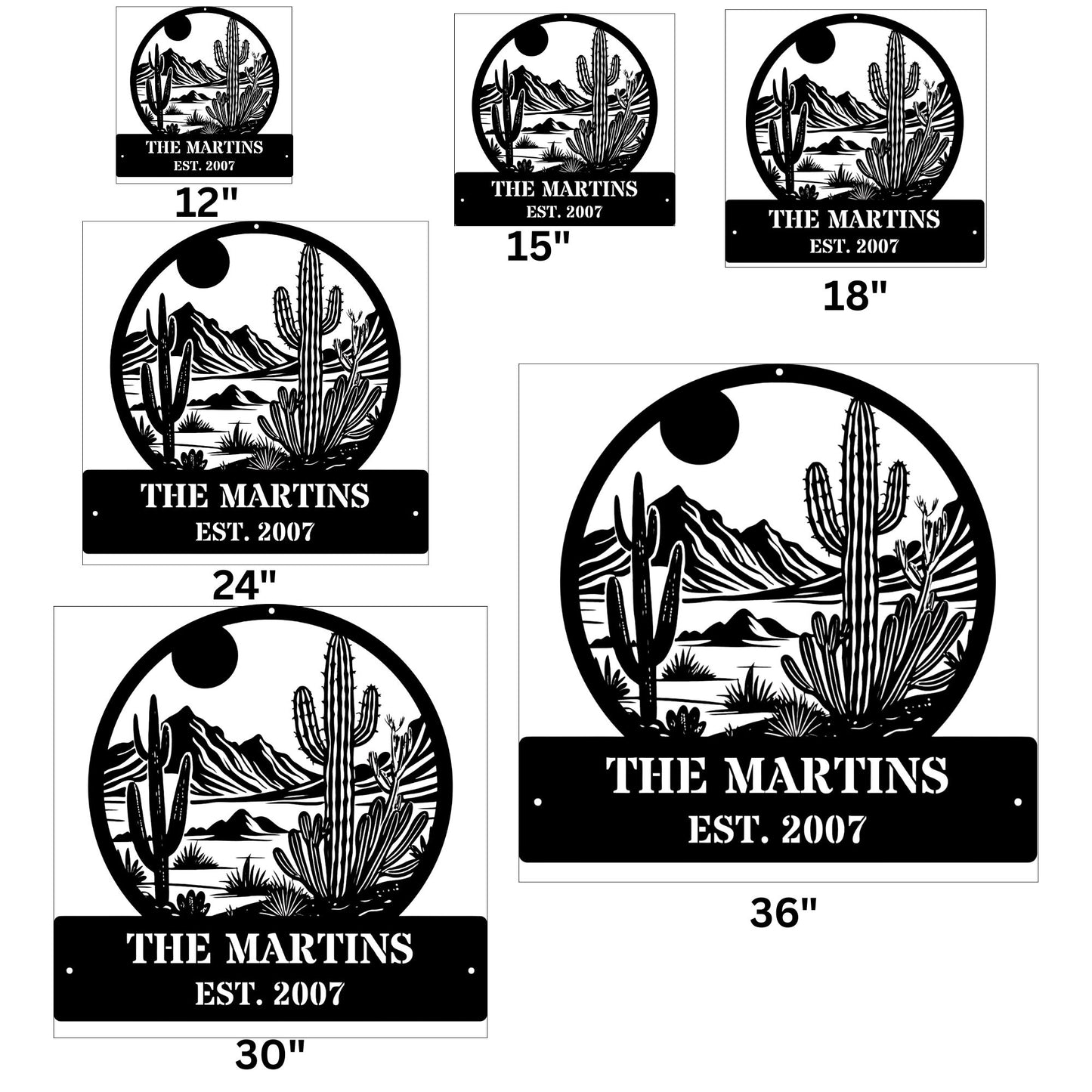 Personalized Desert Metal Art, Custom Cactus Wall Decor, Southwest Metal Sign, Western Wall Art, Desert Home Decor, Rustic Metal Art