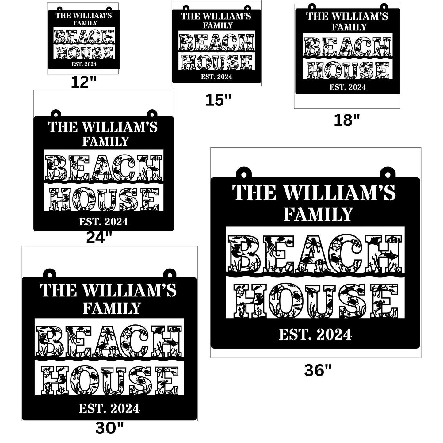 Personalized Family beach house metal sign, Custom beach decor, coastal home wall art