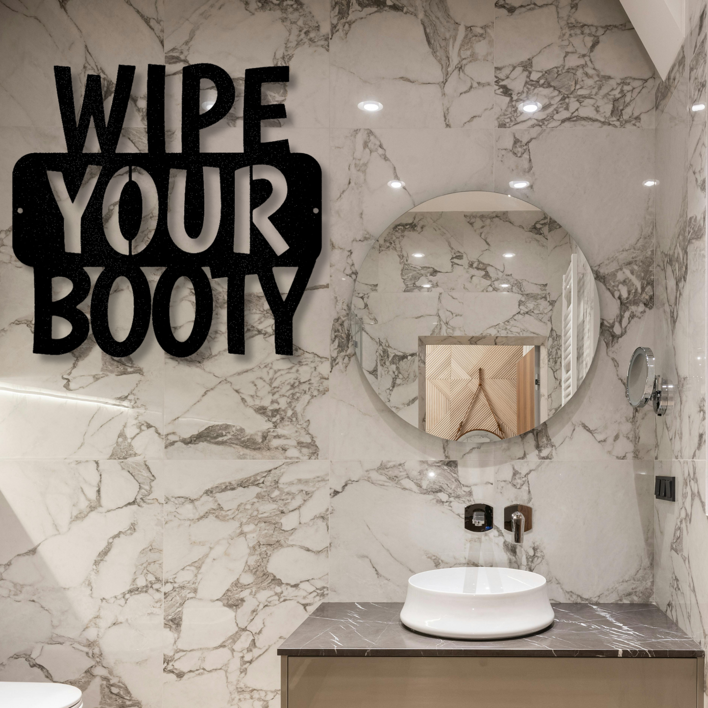 Wipe Your Booty Quote Metal Steel Sign, Funny Bathroom Rules Sign, Boys Bathroom Hanging, Bathroom Wall Art.