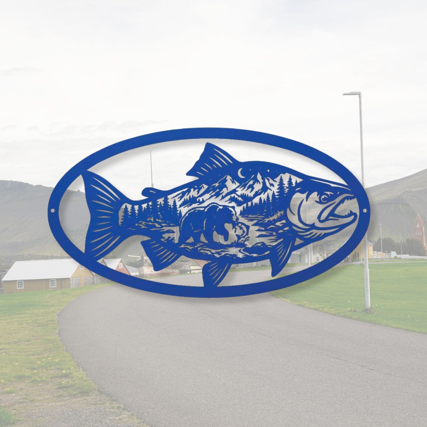 Fishing Cabin Metal Wall Art, Lake House Decor, Custom Fisherman Gift, Rustic Cabin Name Sign, Metal Fish Sign, Lodge Wall Decor, Outdoor Art