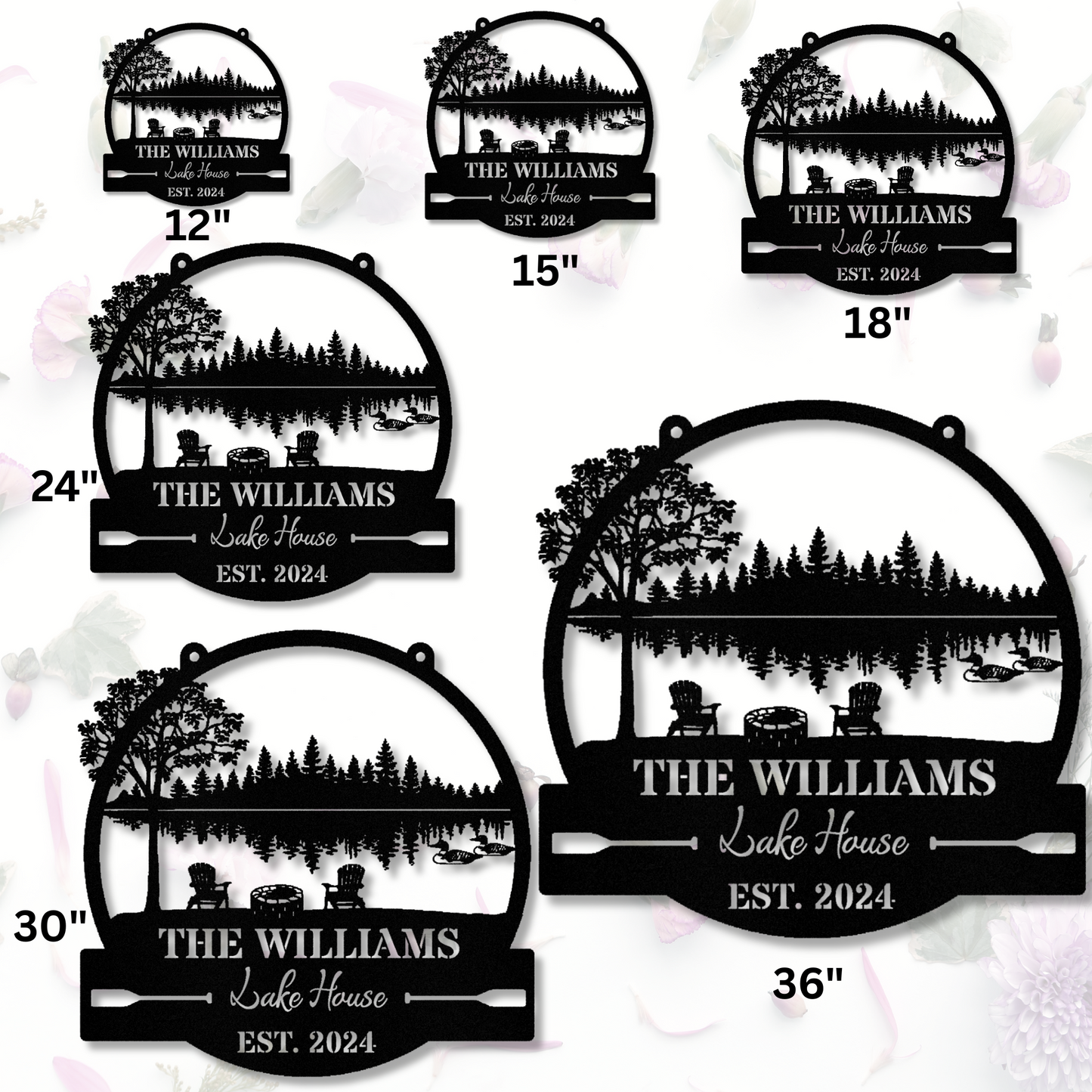 Personalized Established Lake House Metal Sign, Loon Themed Lake or River House Sign, Last Name Sign, Lake Cabin Metal Sign, Large Hanging Sign