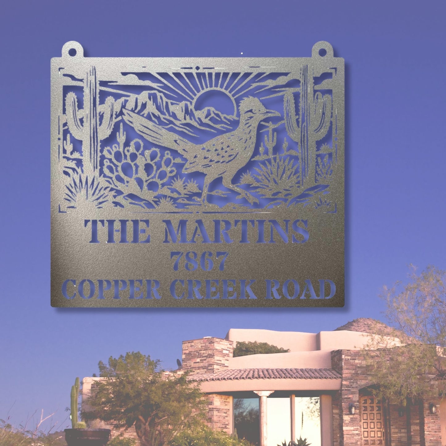 Custom Road Runner Address Sign, Metal House Numbers Plaque, Personalized Family Name Sign, New Home Gift, Outdoor Metal Wall Art, Decor