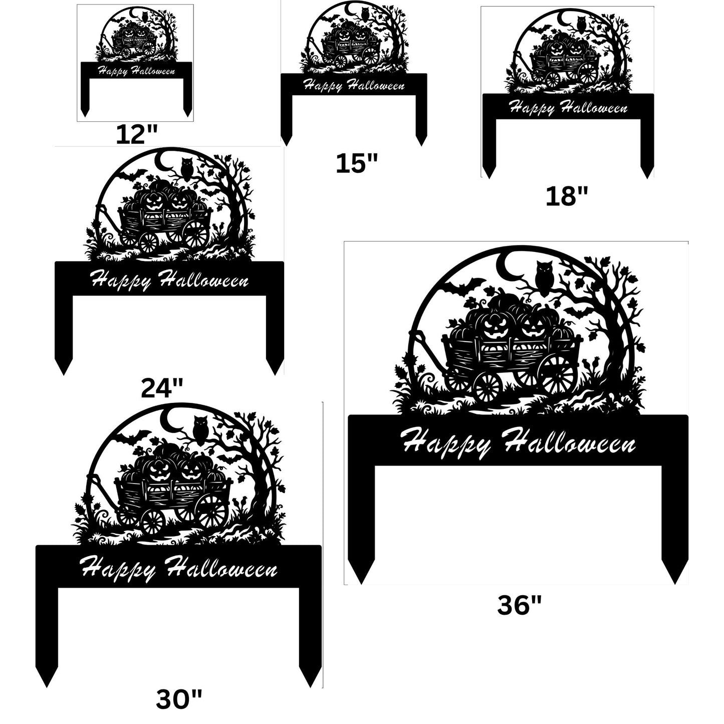 Custom Halloween Family Name Sign | Haunted Scene Metal Yard Art | Personalized Spooky Front Porch Decor | Halloween Outdoor Welcome Sign