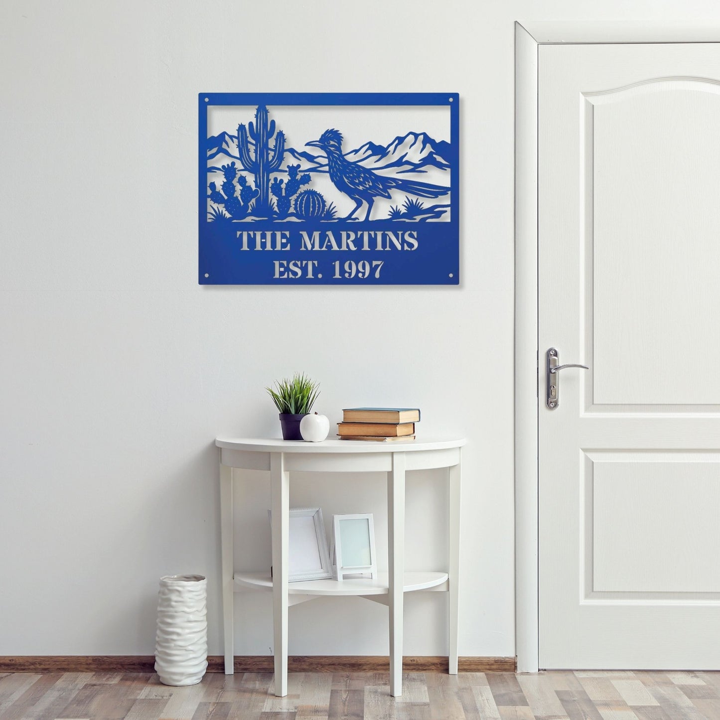 Personalized Roadrunner Metal Sign, Custom Desert Name Sign, Est Date Monogram, Outdoor Cabin Sign, Southwestern Front Porch Decor, Gift