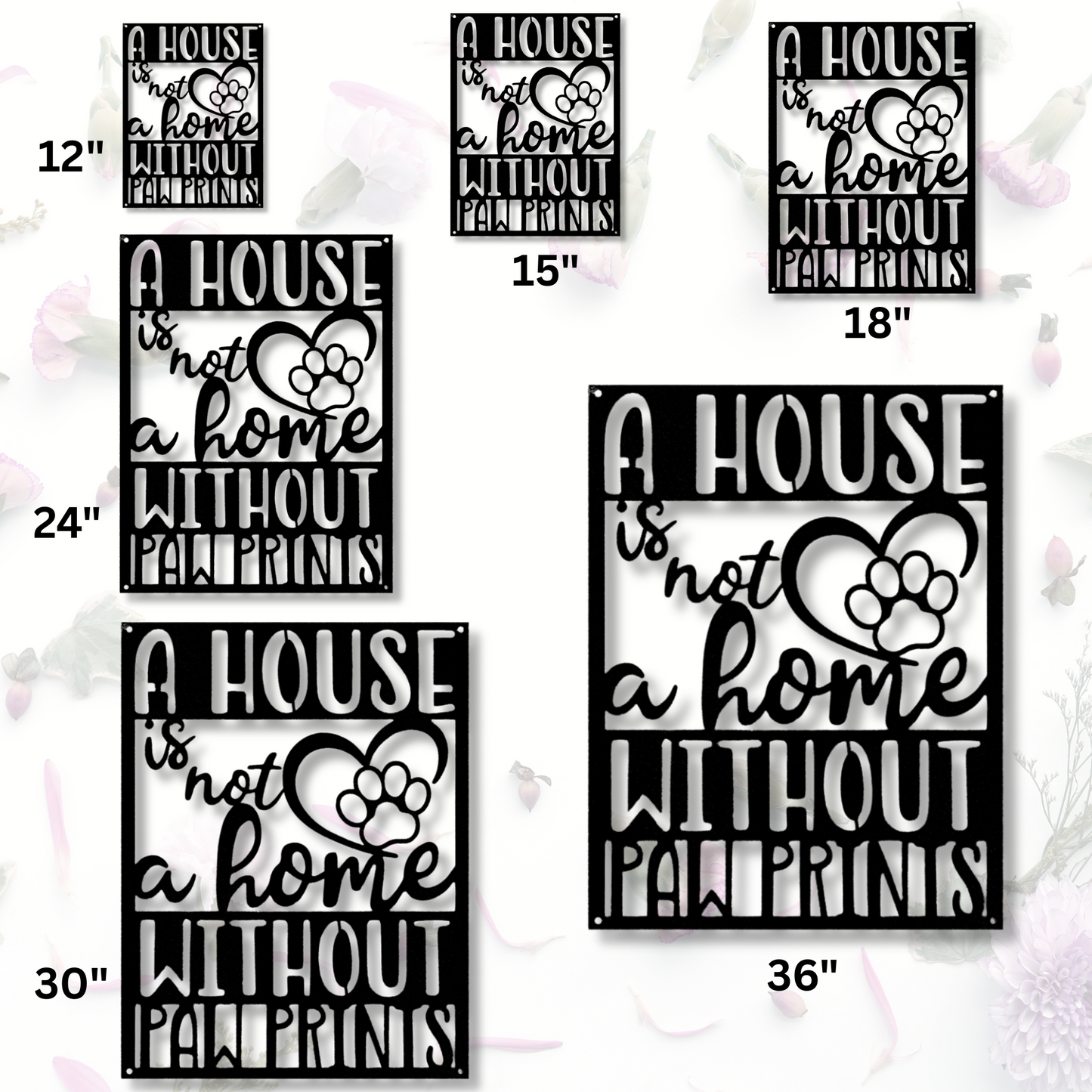 Home with Paw Print Metal Art Sign, Dog Kennel Decor, House warming Gift For A Dog Lover, Dog Paw Print Monogram, Pet Room Decor.