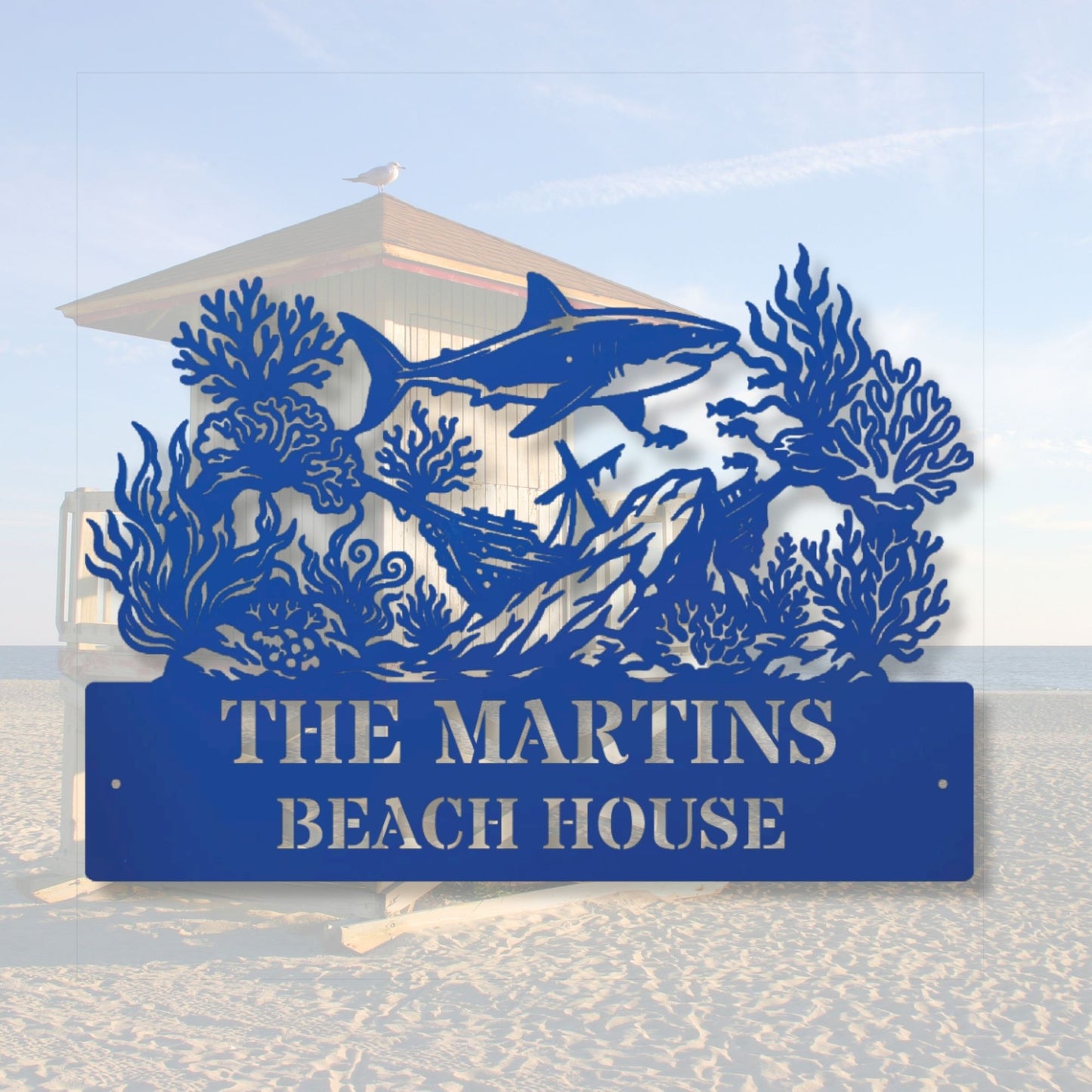 Personalized Seaside Metal Sign, Custom Beach House Sign, Coastal Decor, Ocean Wall Art, Nautical Home Decor, Beach Gift for Her