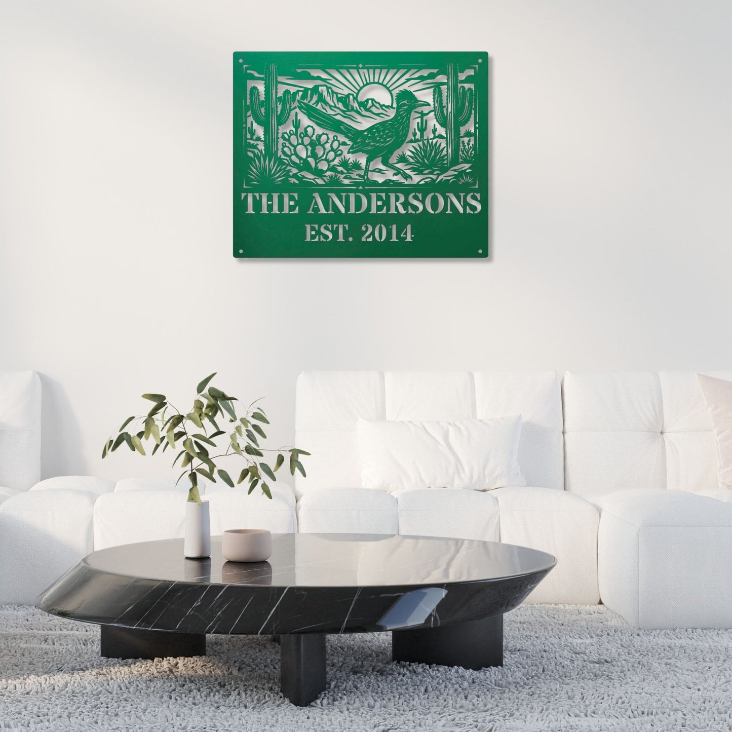 Personalized Family Name Est Sign, Custom Road Runner Metal Sign, Southwest Wedding Gift, Unique Anniversary Gift, Last Name Metal Wall Art