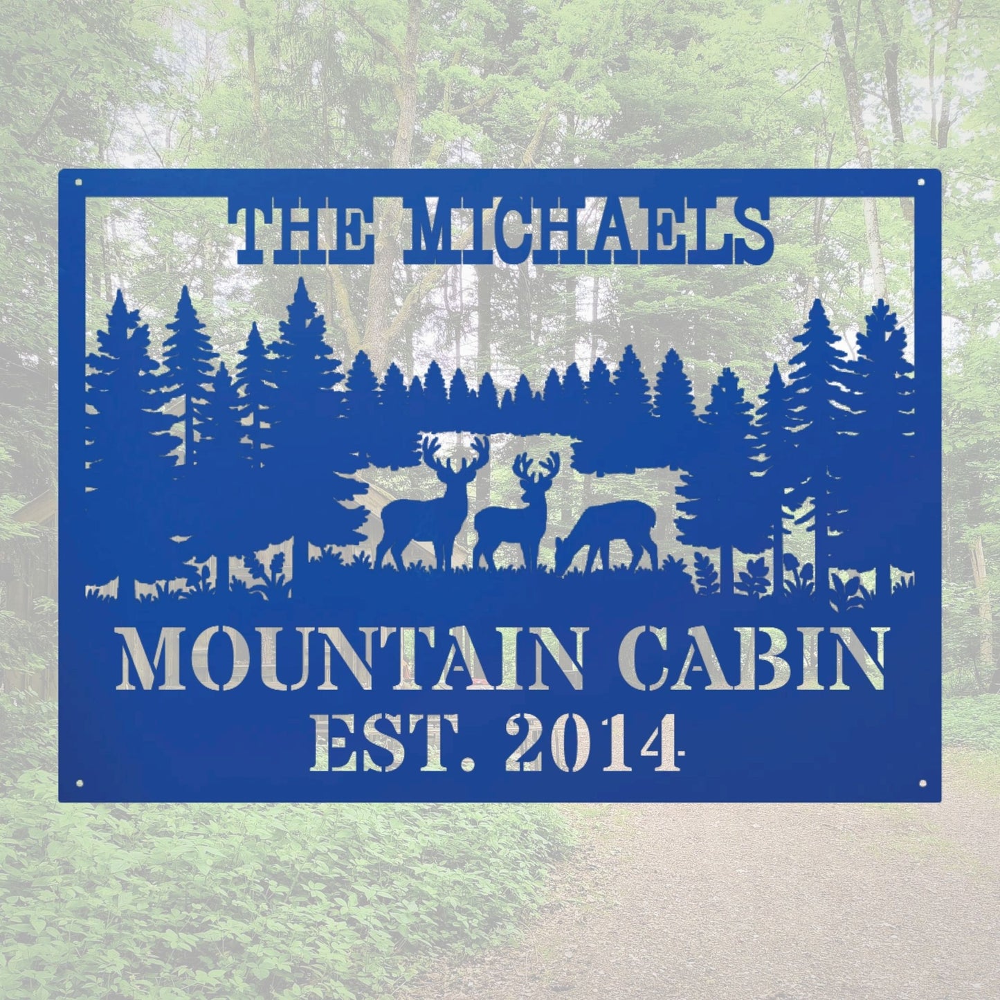 Personalized Deer Family Metal Wall Art, Custom Deer Home Decor, Rustic Wildlife Wall Art, Hunting Gift, Farmhouse Cabin Decor