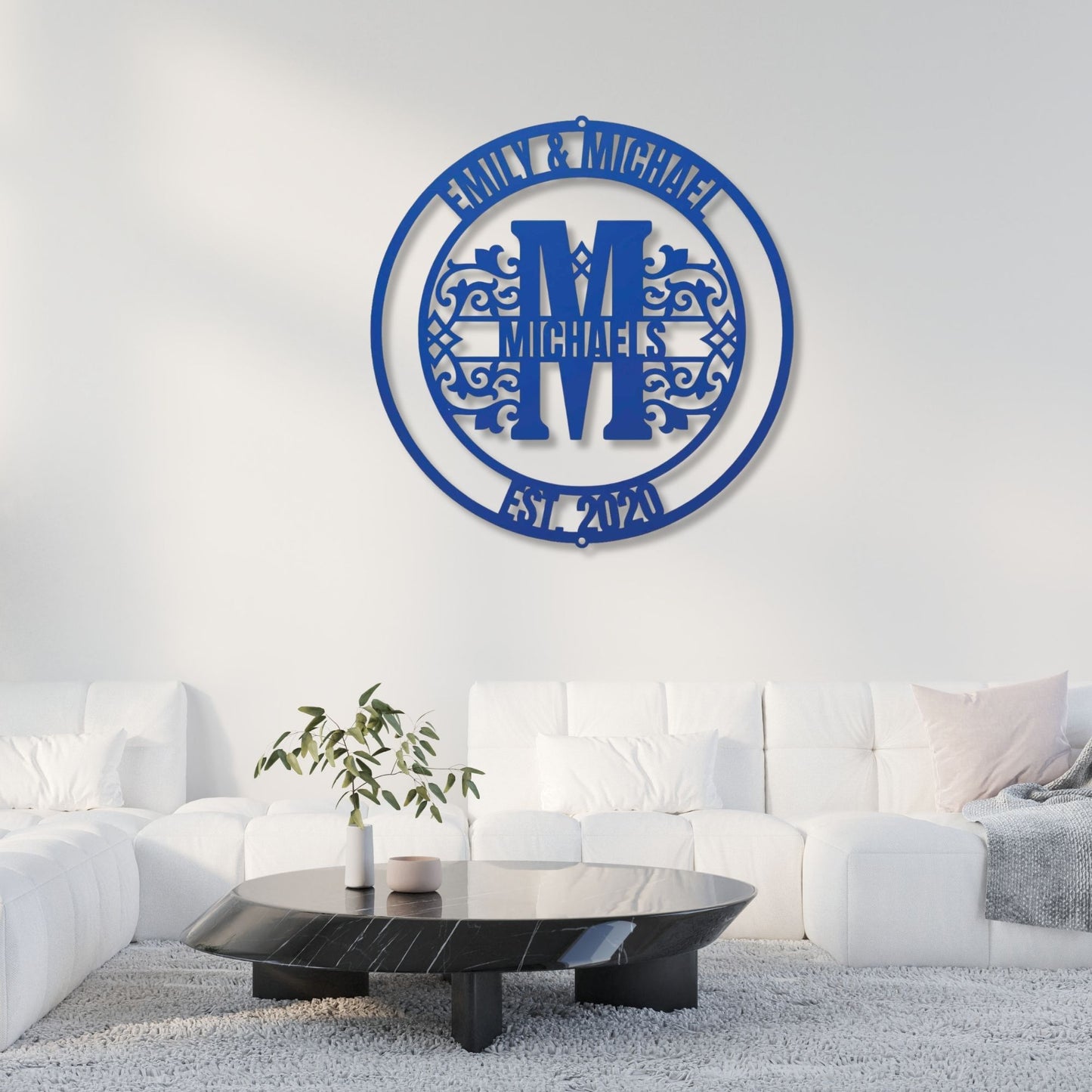 Personalized Wedding Gift Monogram | Custom Metal Art Family Name Sign | Anniversary Gift for Couple, Newlywed Wall Decor, Bridal Shower