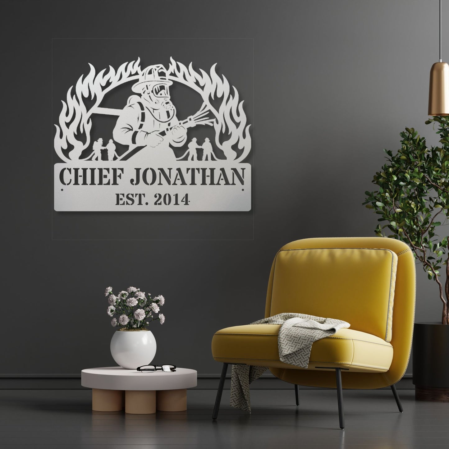 Custom Firefighter Metal Sign, Firefighter Gift, Fire Department Decor, Personalized Fireman Sign, Metal Wall Art, First Responder Gift