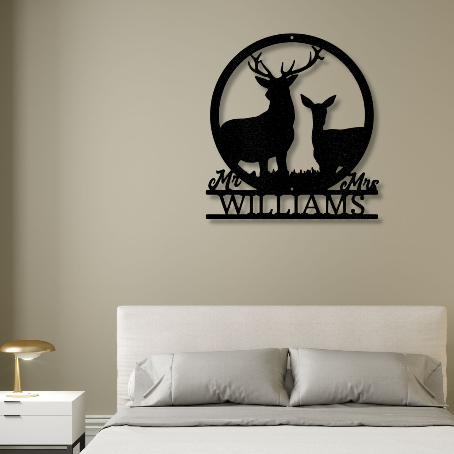 Custom Stag and Doe Metal Sign, Personalized Last Name Metal Art Sign, Engaged Couple Name WalI Art Decor, Living Room Wall Art, Anniversary Gift For Couple