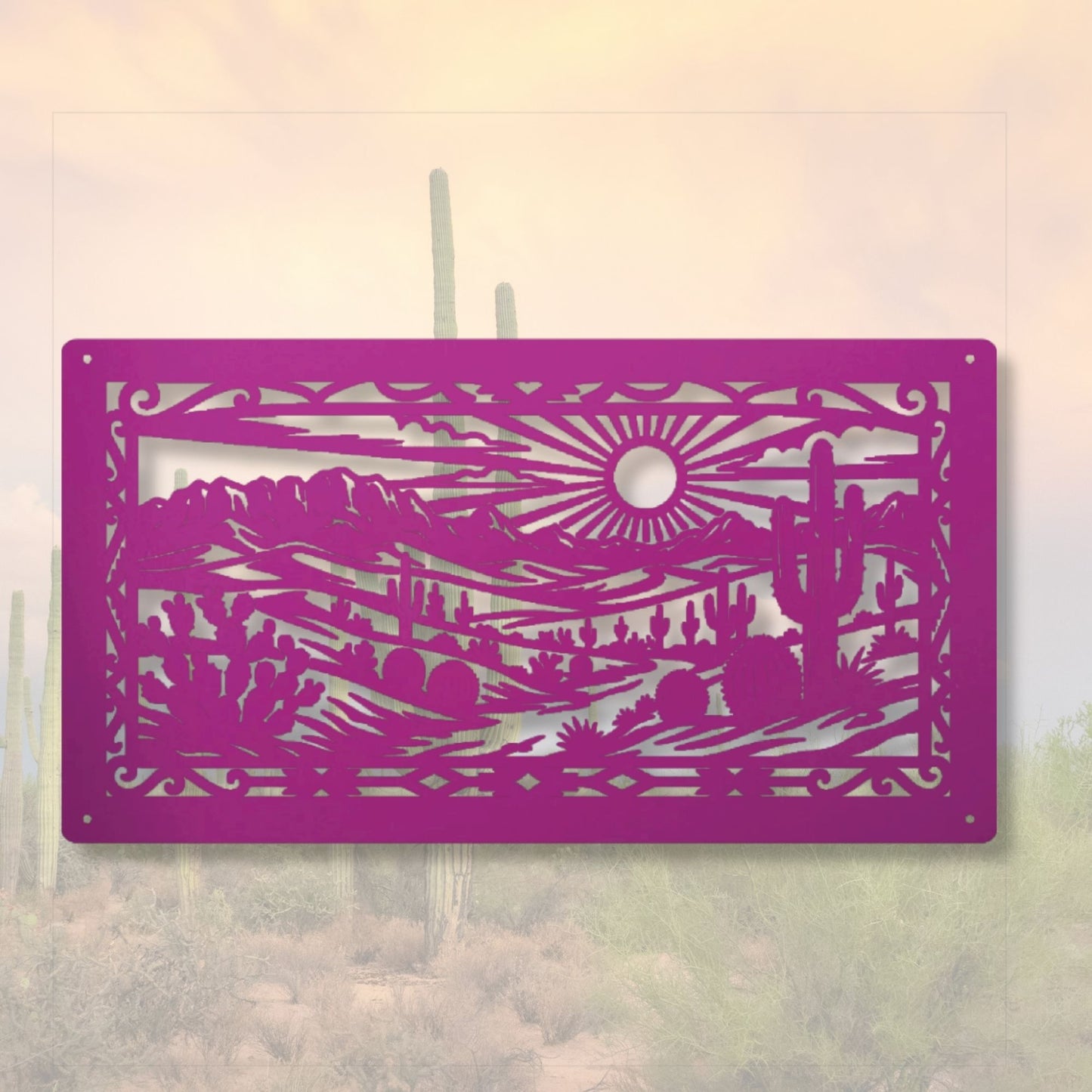Cactus Desert Metal Art, Southwestern Decor, Rustic Wall Art, Western Home Decor, Boho Wall Hanging, Desert Cactus Art, Nature Decor