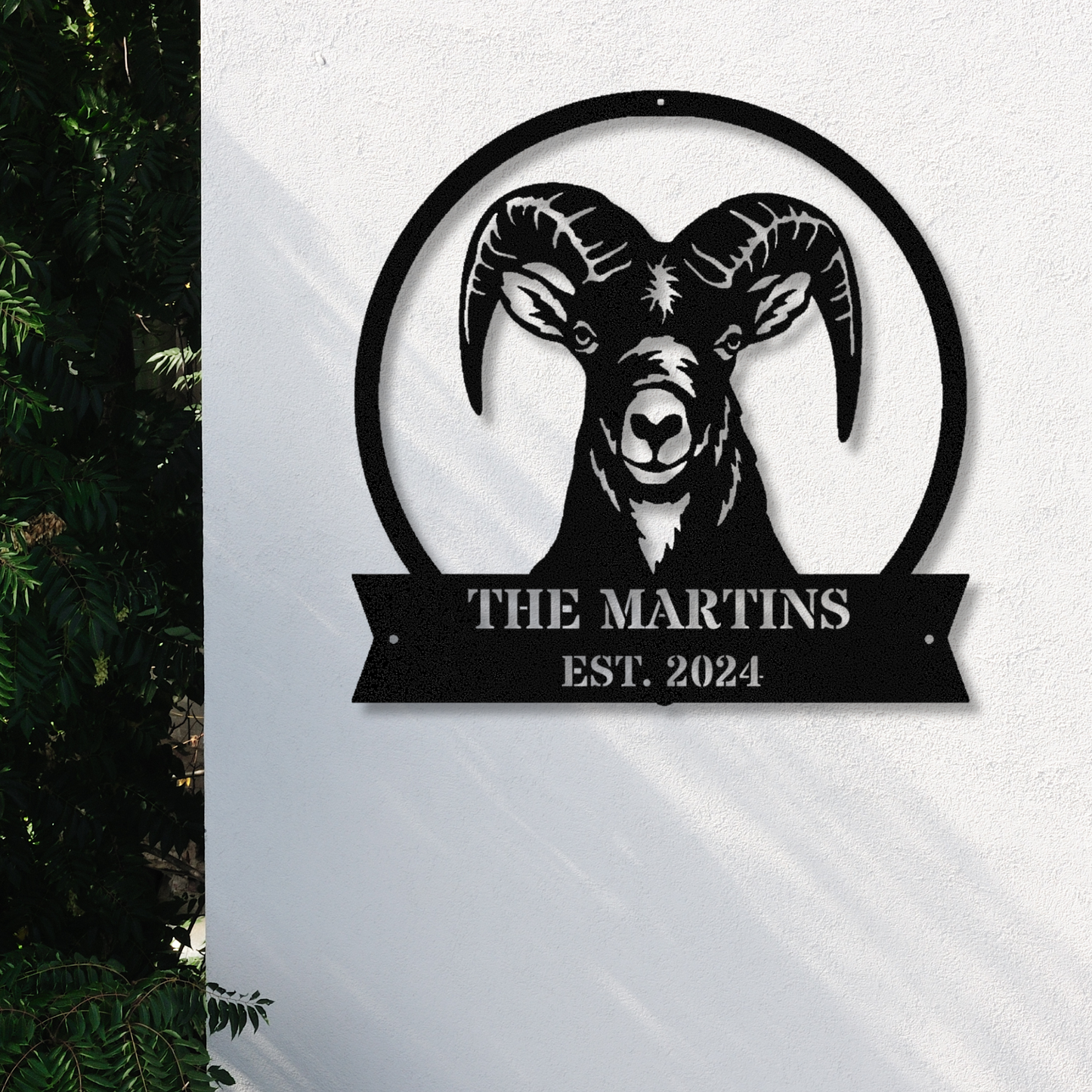 Customized Bighorn Goat Metal Sign, Goat Wall Hanging, Bighorn Wall Art Decor, Large Metal Sign, Last Name Established Metal Sign, Goat Lover Farm Sign