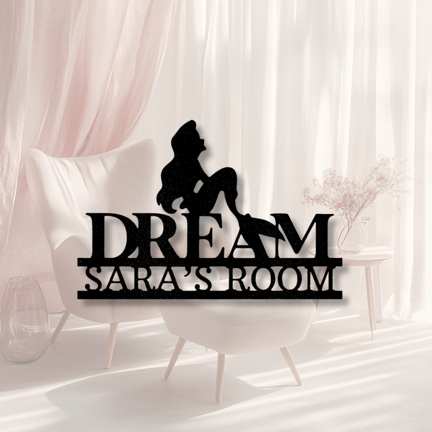 Personalized Mermaid Dreams Metal Steel Sign, Custom Mermaid Name Monogram, Birthday Gift For Her, Fantasy Gifts, Beach House Wall Decor.