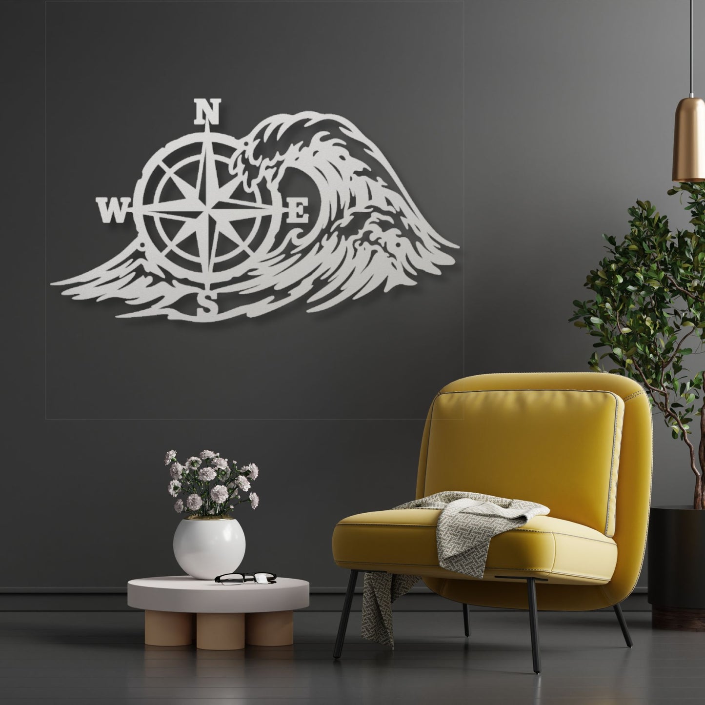 Nautical Compass Metal Sign, Compass Wall Art, Nautical Wall Decor, Marine Metal Sign, Coastal Home Decor, Sailing Gift, Beach House Art