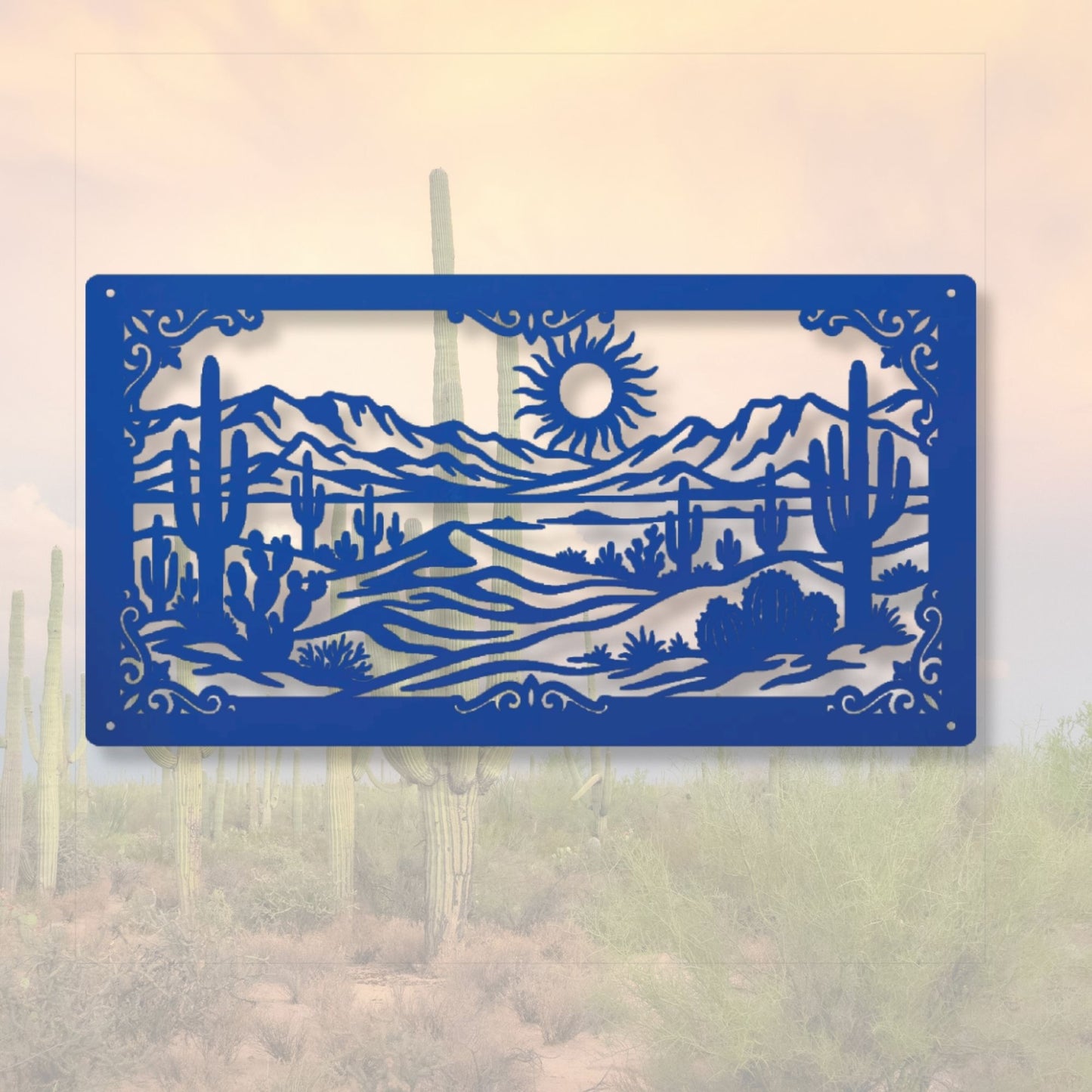 Southwestern Desert Metal Wall Art, Desert Wall Decor, Western Wall Art, Rustic Metal Art, Southwest Home Decor, Cactus Wall Hanging