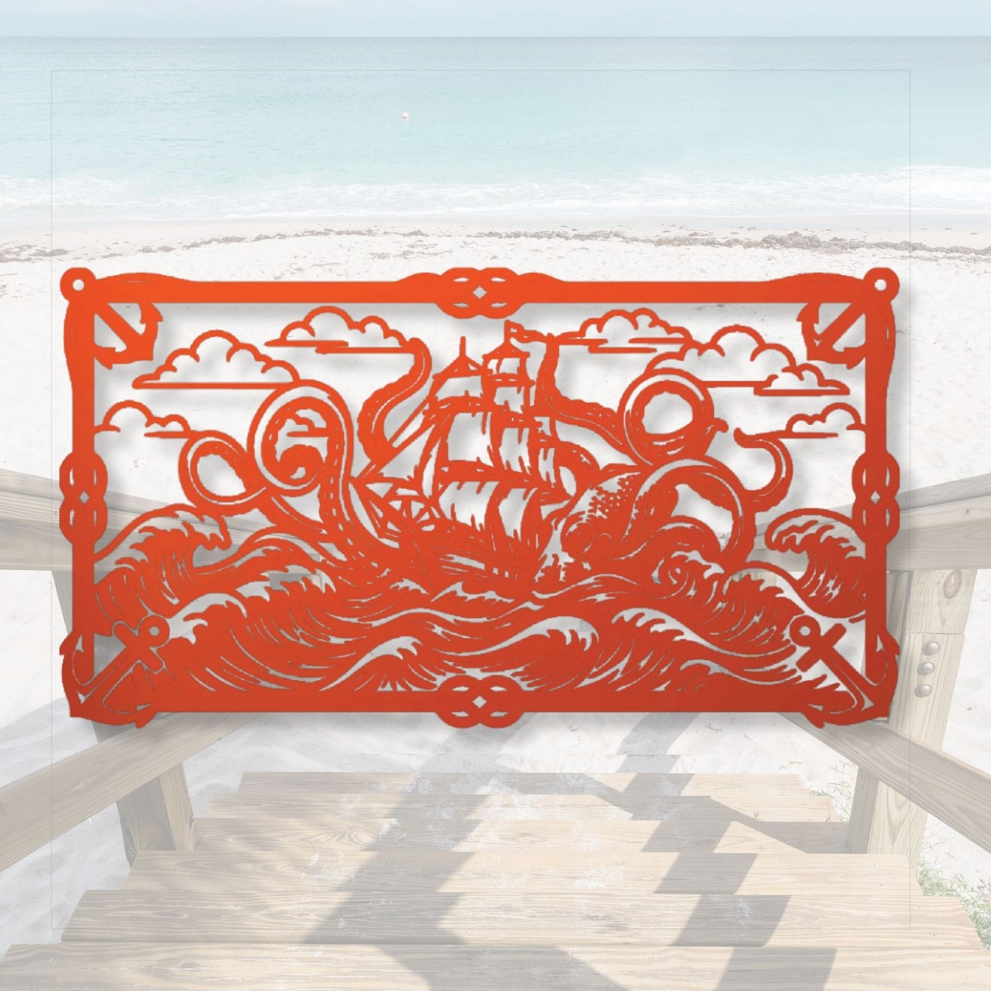 Sea Monster Metal Wall Art, Kraken Wall Decor, Ocean Creature Art, Nautical Home Decor, Voyage Art, Coastal Metal Sculpture, Marine Gift